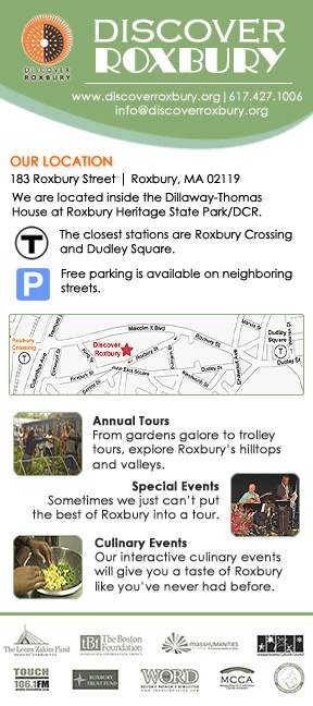 Discover Roxbury — rack card, back